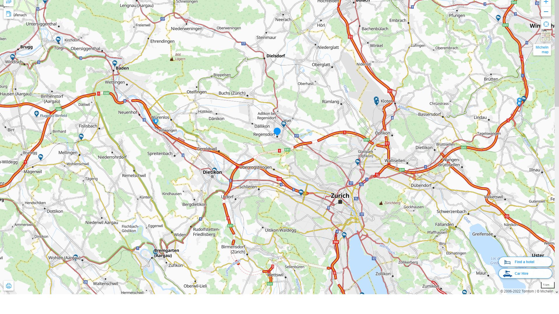 Regensdorf Suisse Autoroute et carte routiere